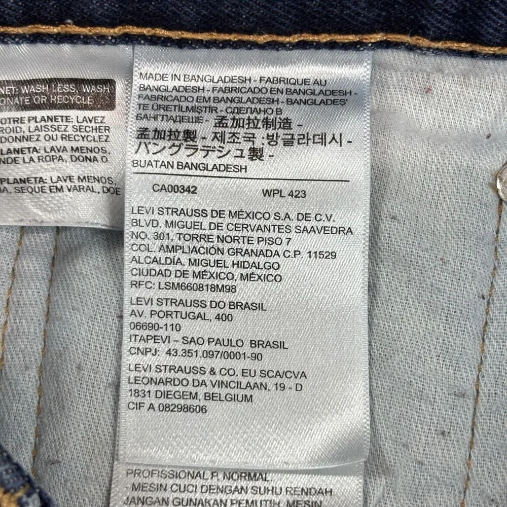Levis 505 Jeans Men's 36x32 Blue Dark Wash Regular Fit Straight Leg Denim Cotton